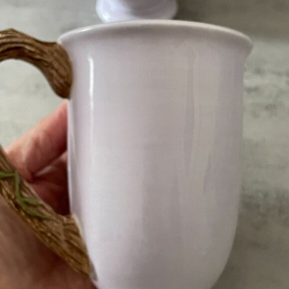 April Cornell Silvestri Vintage Set of Two Mugs Yellow Floral Faux Bois Handles - Picture 5 of 10